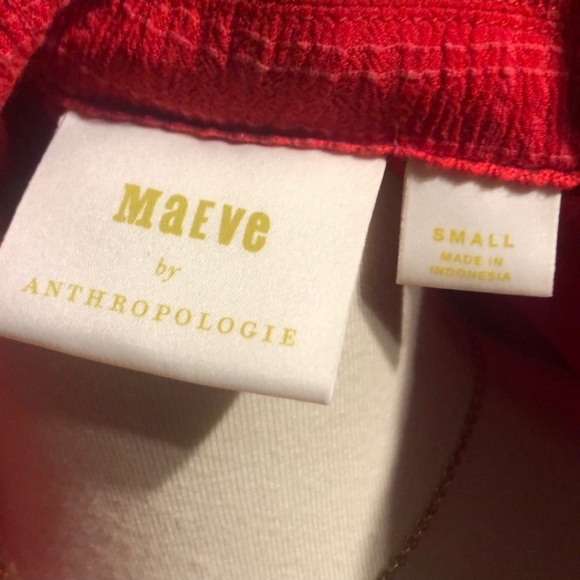 Anthropologie Maeve Aria Dress - Red Midi Shirtdress - Picture 6 of 7